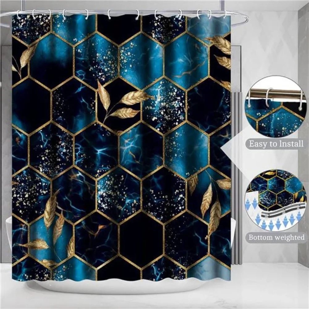 4 Pcs Bathroom Shower Curtain Set,Bathroom Sets with Rugs (Bath Mat,U Shape)